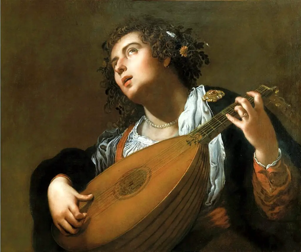 Woman Playing a Lute in Detail Artemisia Gentileschi